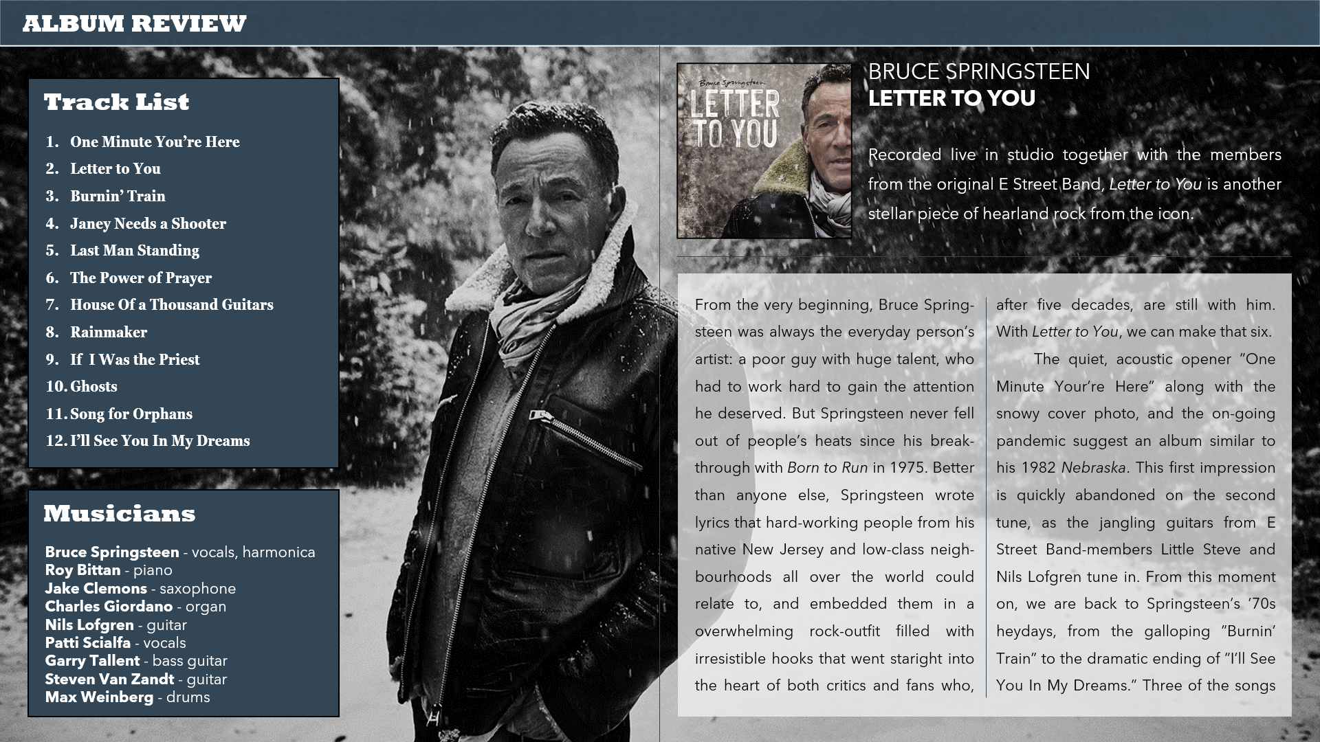Bruce Spingsteen’s “Letter to You,” a Stellar Live Performance [Album ...